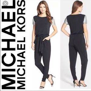 Michael Kors XL Black Jumpsuit w/ metallic sleeves